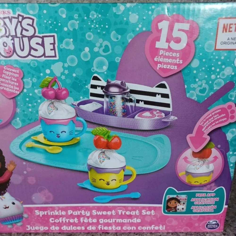 Gabby's Dollhouse Sprinkle Party Sweet Treat Tea Set Pretend Play Kitchen Toy - Picture 3 of 13